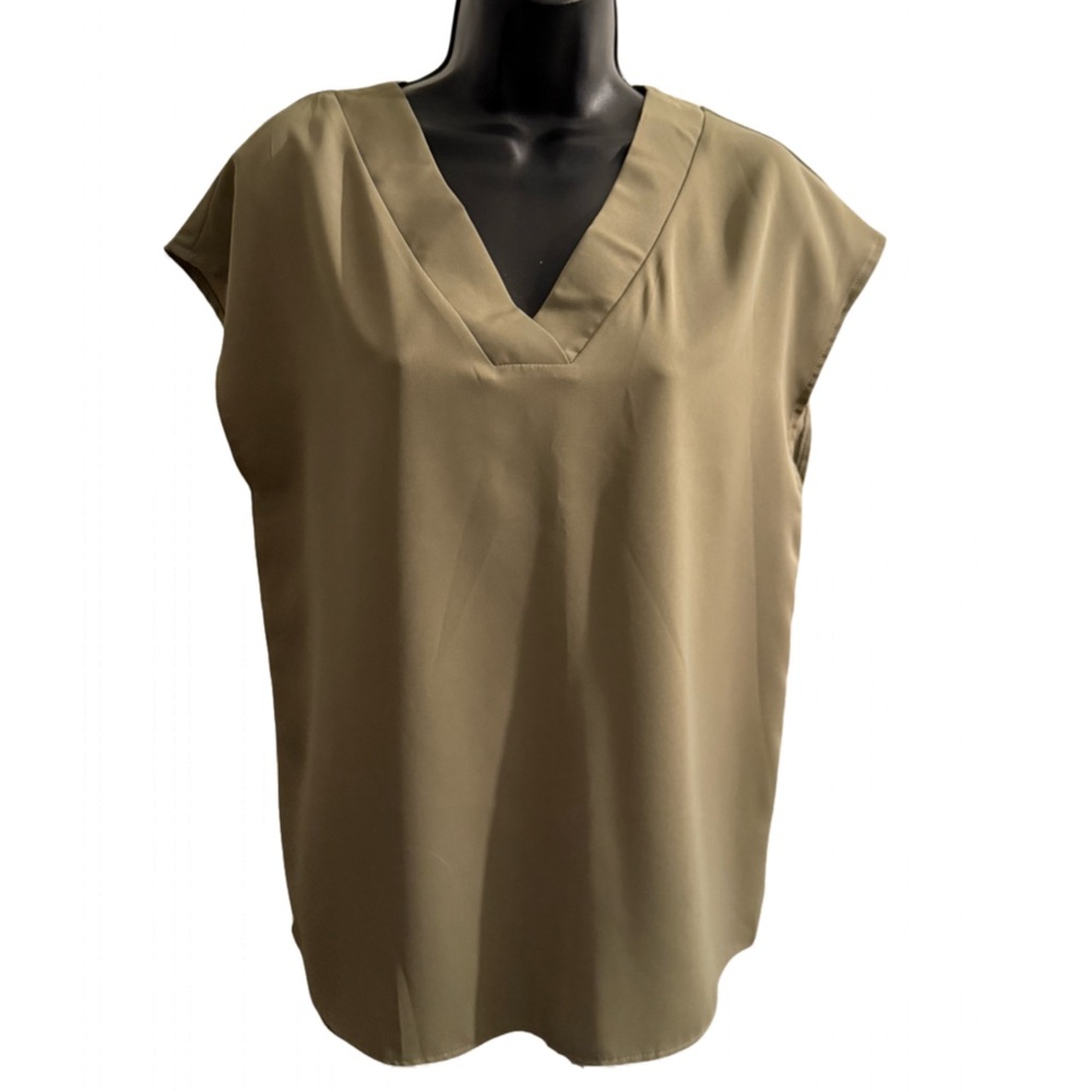 Olive V-Neck Women's Blouse